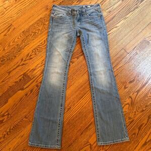 Miss Me Angel Wing Bootcut Jeans VTG 148 Rhinestone Sequin Size 28 Y2K